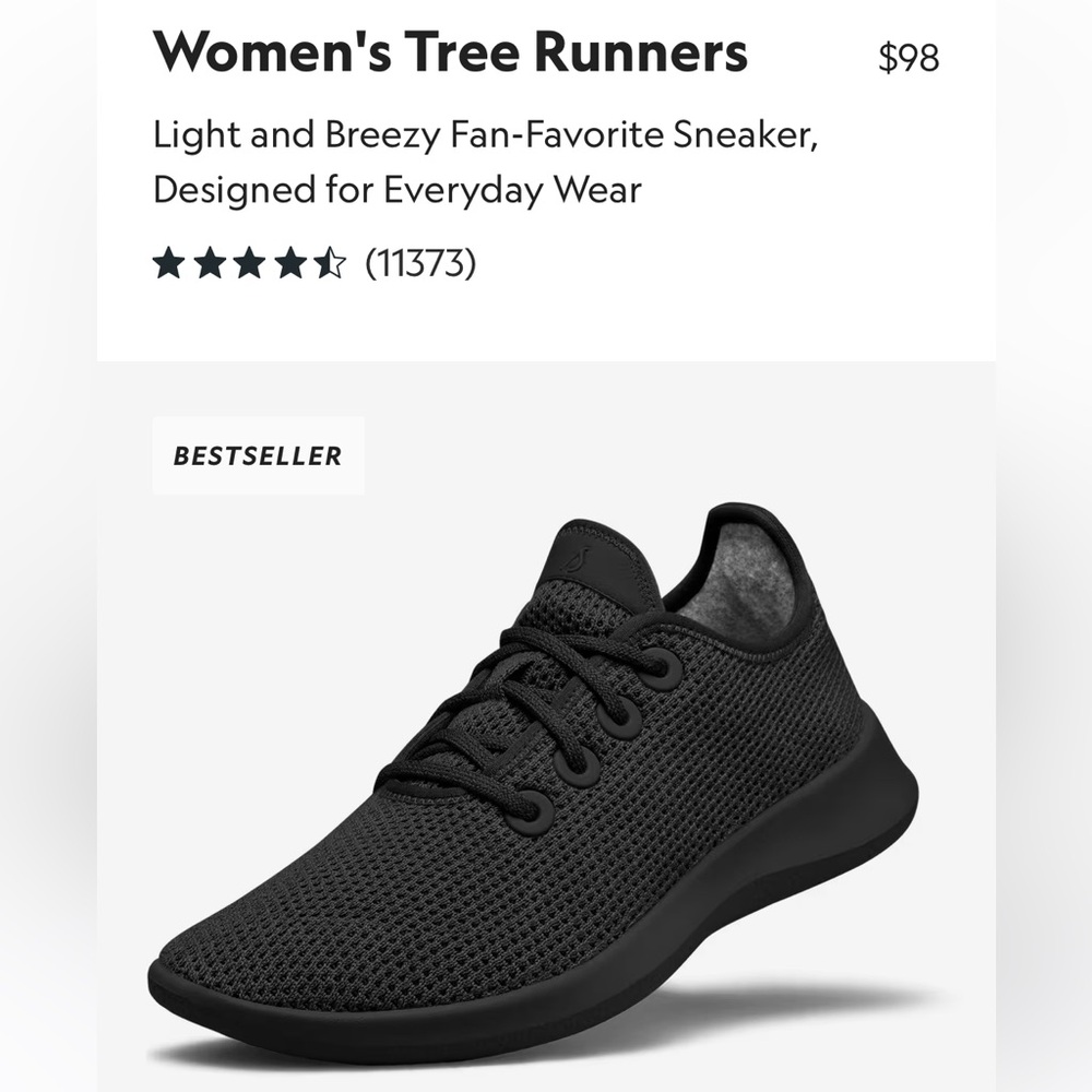 Allbirds Women's Tree Runners Jet Black 8